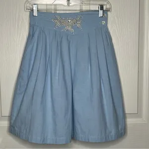 Jane Ashley Sz M High Waisted Pleated Light Blue Shorts Vintage 90’s Y2K V Yoke thumbnail 13