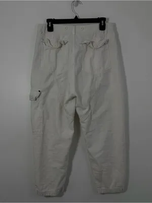 Free People White Utility Drawstring Cargo Pants XS 100% Cotton thumbnail 5