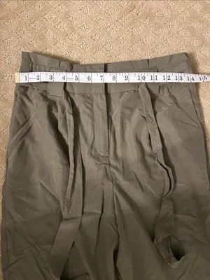 Express Olive Tie-Belt Paperbag Pants, Small thumbnail 4
