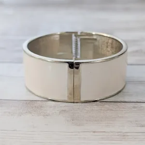 Cream Enamel Chunky Hinged Bracelet thumbnail 7