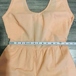Cottagecore Peach‎ Sleeveless Wide Leg Jumpsuit XS Open Back Tie Pocketed Romper thumbnail 6