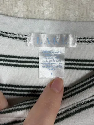Lake White‎ Black Striped Pima Cotton Long Sleeve Top thumbnail 2