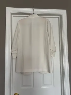 Zara Woman Longline Blazer — White, Size M thumbnail 3