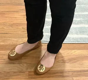 Tory Burch Minnie Ballet Flats- tan with gold logo thumbnail 8