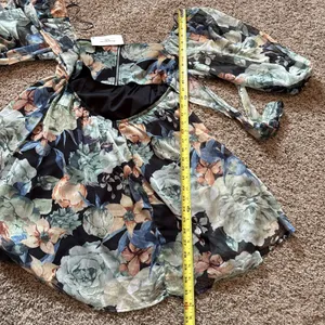 Promesa Blooming Belle Small Floral Chiffon Babydoll Mini Dress Midnight‎ NWT thumbnail 8