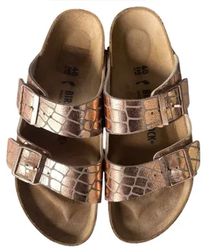 Birkenstock Arizona Gator Gleam Metallic Copper Sandals Ladies 9/40 thumbnail 1