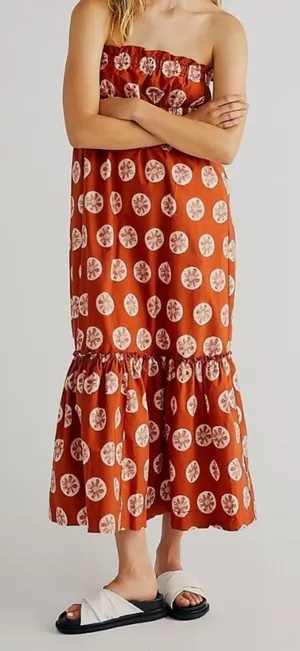 Free People Leanna Tube Dress in Orange Rust thumbnail 1