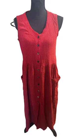 A.K.A Red Black Sleeveless Maxi Dress S Vintage Boho Gothic thumbnail 1