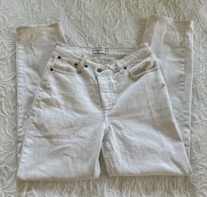Abercrombie & Fitch The Dad High Rise White Crossover Straight Jeans 28/6 thumbnail 1