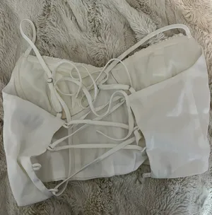 Tiger Mist White Corset Tie Back Top thumbnail 6