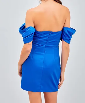 RUFFLE OFF SHOULDER DRESS Royal Blue cocktail dress DO + BE thumbnail 12