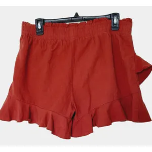 Liyo Hon Orange Ruffle Skort Elastic Waist Boho Mini Shorts Skirt L thumbnail 3
