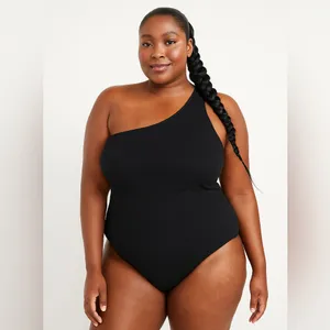 Old Navy black swimsuit one‎ piece crinkly size 3X removable pads clean crotch thumbnail 2