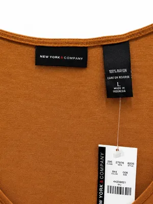 NWT New York & Company Chain Print Sleeveless Tank Top Tunic Large Camel Rayon thumbnail 3