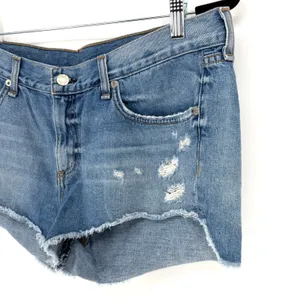Rag & Bone Jean Shorts Gunner Distressed 30 Blue Raw Hem Cut Off Premium Denim thumbnail 3