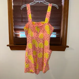NWT $148 Anthropologie x Hutch Pink Lemon Short Front Patch Pockets Overalls S thumbnail 4