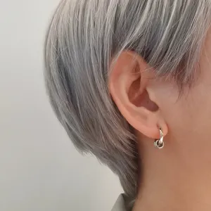 Small silver hoop earrings for men women streetwear unisex style thumbnail 3