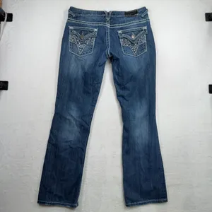 Vigoss 11 / 31 Jeans Bootcut Embellished Rhinestone Flap Pocket Medium Wash Blue thumbnail 11