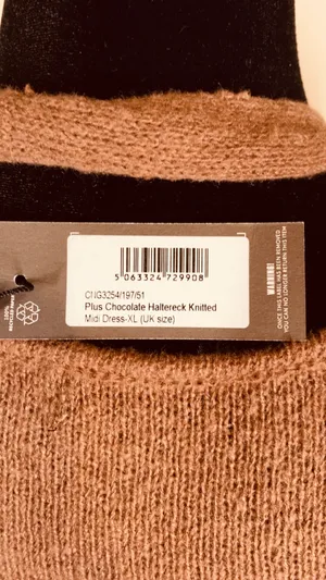 NEW Halter Sweater Dress XL Pretty Little Thing in Chocolate Camel Brown Plus size thumbnail 4