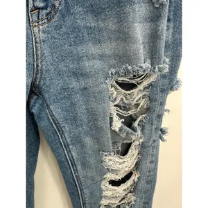 American Eagle Stretch Medium Wash Mom Jean Heavy Distressing Women Size‎ 00 thumbnail 6