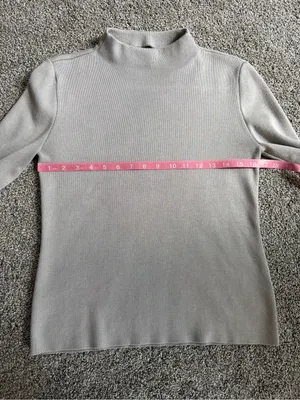 Cyrus Women’s Small Gray Mock Neck Ribbed Knit Stretch Sweater Top thumbnail 6