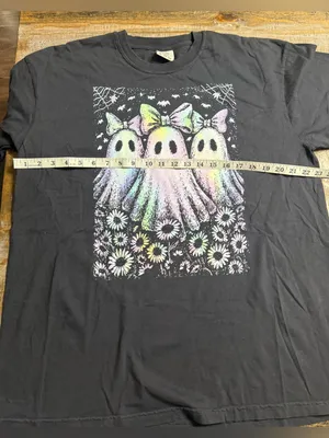 Comfort Colors Black Tee with Pastel Iridescent Ghosts thumbnail 5