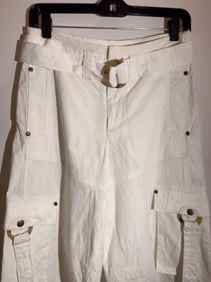 Free People Tidal Wave Cropped Cargo Culotte Pants O Ring Linen Size 0 thumbnail 11