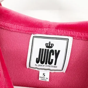 Juicy Couture Womens Hot Pink Velour Rhinestone Y2K Bling College Hoodie Size S thumbnail 4