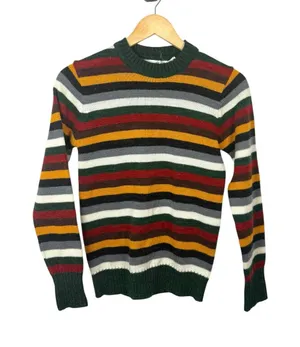 Vintage Genesis Striped Sweater Womens Small Acrylic Wool Made Korea thumbnail 1