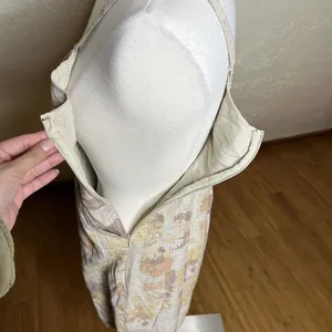 Urban Outfitters Mini Dress Womens Small Neutral Linen Sweet On You Paris Prints thumbnail 5