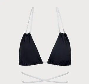 Berlook Contrast Triangle Halter Bikini Top ONLY 64 Black thumbnail 6