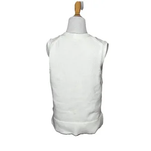 Ann Taylor Sweater Vest White Cable Knit V-Neck Pullover Layering Size Medium thumbnail 4
