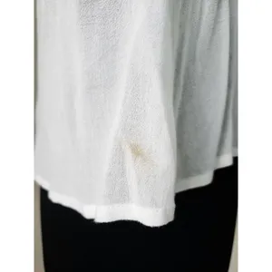 Lush Clothing Boho Peasant Blouse White Blue Embroidered Lace Up Bell Sleeve Top Womens L thumbnail 6