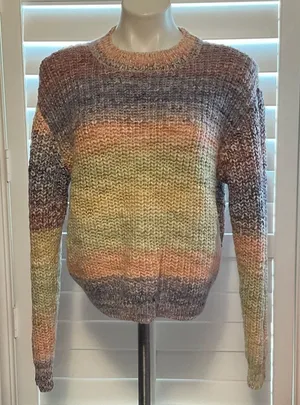 Miami Multicolor Knit Women's Sweater Red Size L thumbnail 1