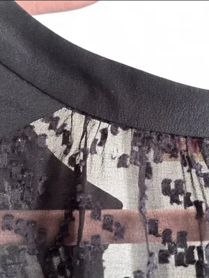 Rebecca Taylor Y2K Black Textured Button-Front Blouse Silk Blend Sheer Top Sz 4 thumbnail 6