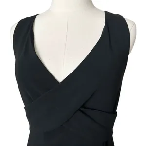 MaxMara Black Surplice V-Neck Crossover Midi Dress Italy Size 6 US thumbnail 3
