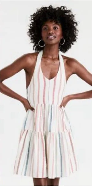 American Eagle Linen Blend Halter Stripe Tiered Multicolor Sleeveless‎ Size M thumbnail 1