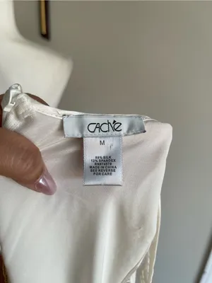 Cache Ivory Satin Beaded Tank Top thumbnail 6