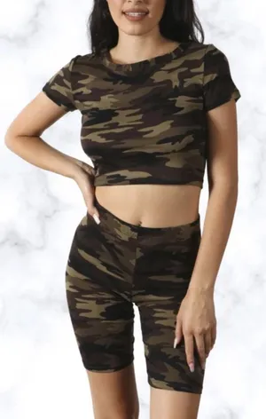 Capella Camo Crop Top & Biker Short Set thumbnail 1