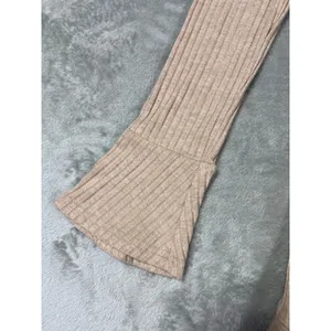 Beige Ribbed Bodycon Dress Medium Boho Western Cowgirl Waist Cinch Minimalist thumbnail 3
