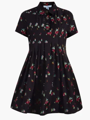 Hill House The Rosalind Dress in Black Ikat Floral Taffeta thumbnail 3
