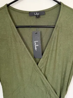 NWT Lulus Garden District Olive Green Wrap Maxi Dress - Size: Small thumbnail 3