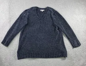 ORVIS‎ V Neck Chenille Knit Sweater Women XL Blue Marled Long Sleeve Cozy Casual thumbnail 1