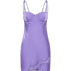 ✨Meshki Joslyn Satin Lace Slip Mini Purple Sz XL Dress✨ thumbnail 6