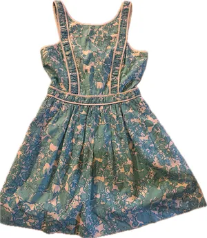 Lilly Pulitzer Sundress Size 2 Blue Green Floral Fit & Flare thumbnail 1