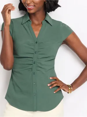 Montgomery Post Lilli Airette Blouse Green Medium NWT STITCH FIX thumbnail 1