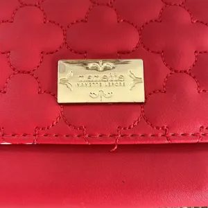 Nanette Lepore Quilted Red Trifold Floral lined wallet clutch thumbnail 2