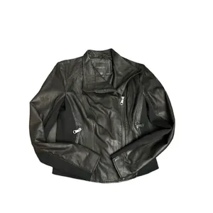 Women's S Andrew Marc New York Womens Black Leather Off Center Zip Jacket Coat p thumbnail 10