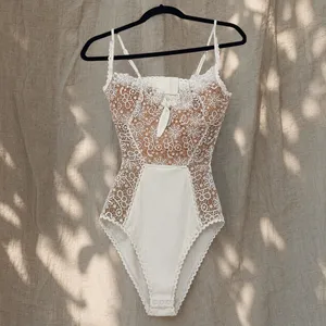 Colorful Natalie (Skylar + Madison) White Floral Lace Bodysuit thumbnail 7