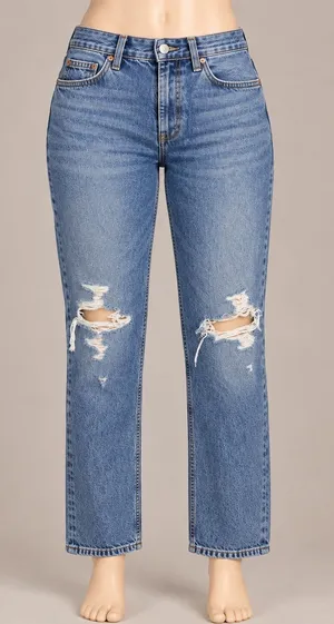 AGOLDE Mia Mid Rise Straight Jeans 24 Rule Wash Distressed Organic Cotton thumbnail 1